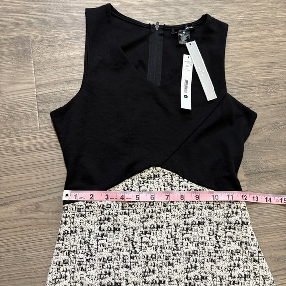 Aqua Women’s Sz S Fitted Pencil Dress Tweed Sleeveless Slimming Black White - Picture 5 of 11